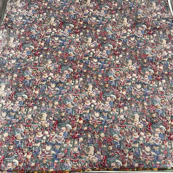 Christmas Tablecloth Card Table Small Teddy Bears Festive Holiday Handmade 41x40 - Picture 12 of 12